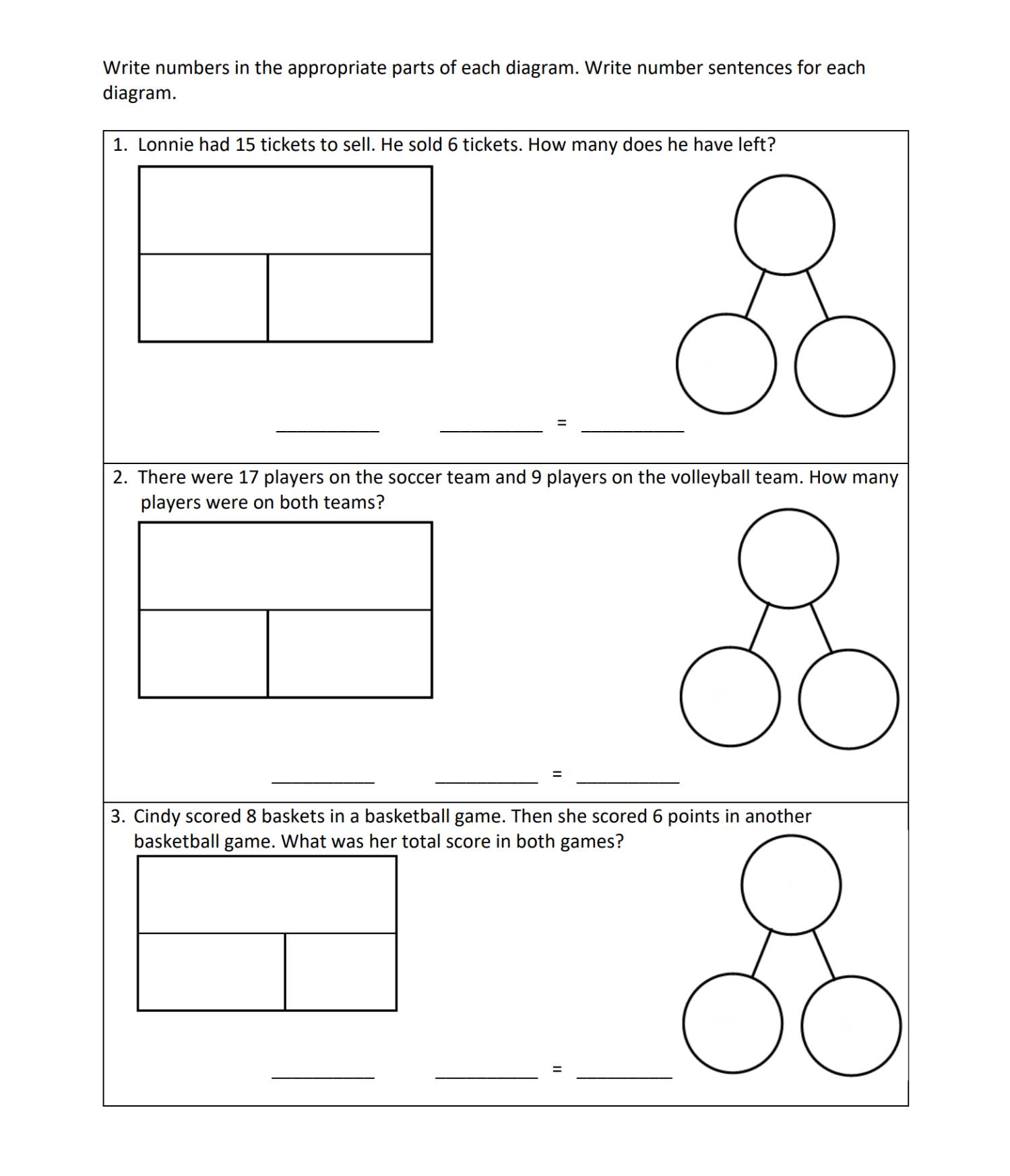 Addition and Subtraction Problems Solving 2nd Grade, Activity 13